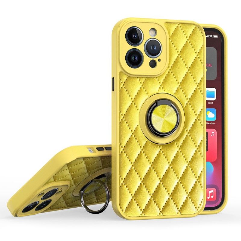 Hoesje voor iPhone 13 Pro Ondersteuningsfunctie Met Gewatteerd Leereffect
