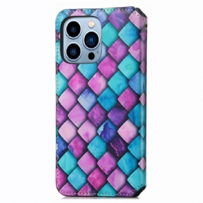 Leren Hoesje voor iPhone 13 Pro Bescherming Folio-hoesje Gekleurde Tortoise Flip Flap