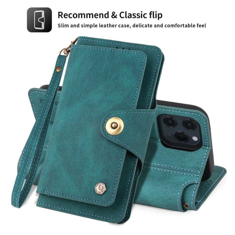Leren Hoesje voor iPhone 13 Pro Bescherming Pola Multi-compartiment