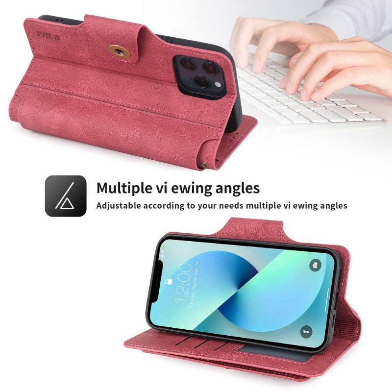 Leren Hoesje voor iPhone 13 Pro Bescherming Pola Multi-compartiment