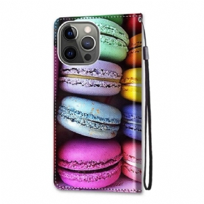 Leren Hoesje voor iPhone 13 Pro Macarons