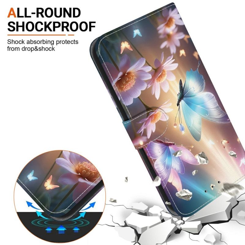 Flip Case Leren Realme 14 5g Bloemenvlinders