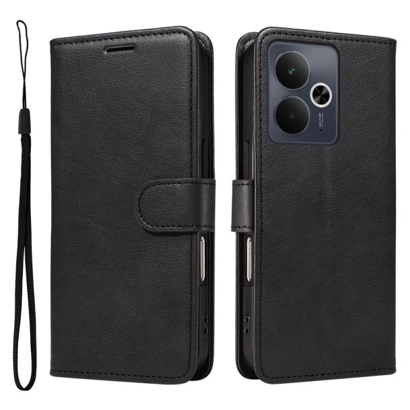 Flip Case Leren Realme 14 5g Effen Leerlook Met Riem