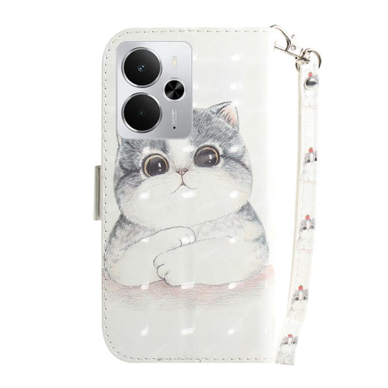 Flip Case Leren Realme 14 5g Kat En Aardbeiensnaar