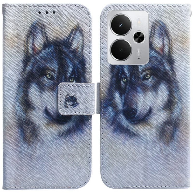 Flip Case Leren Realme 14 5g Wolf In Aquarel