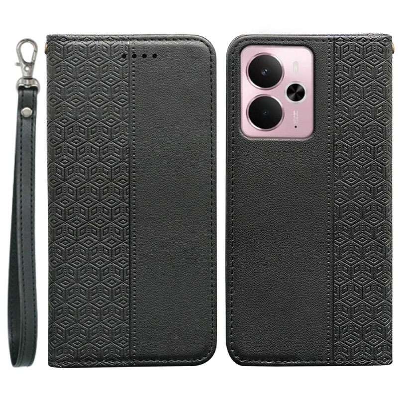 Folio-hoesje Realme 14 5g Geruite Rand En Bandje