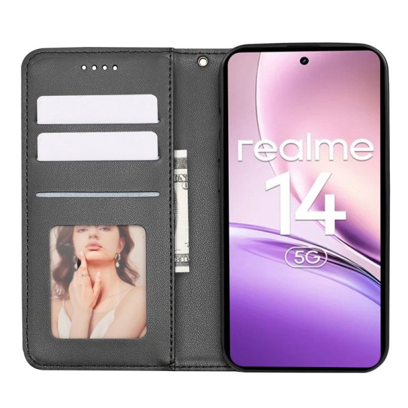 Folio-hoesje Realme 14 5g Geruite Rand En Bandje