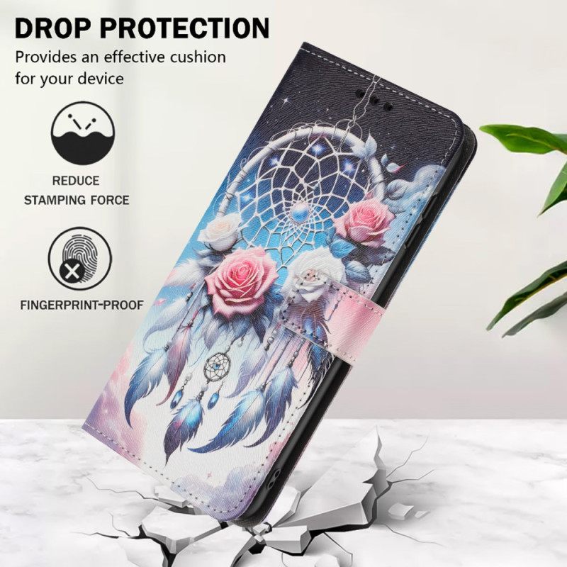 Folio-hoesje Realme 14 5g Telefoonhoesje Bloemenpatroon En Dromenvanger
