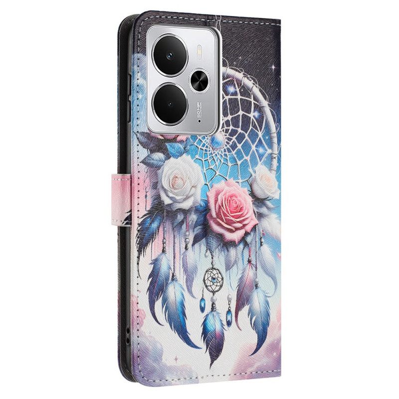 Folio-hoesje Realme 14 5g Telefoonhoesje Bloemenpatroon En Dromenvanger