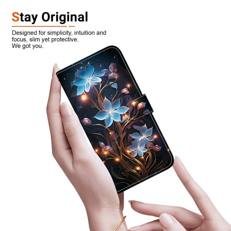 Folio-hoesje Realme 14 5g Telefoonhoesje Kleine Blauwe Bloemen