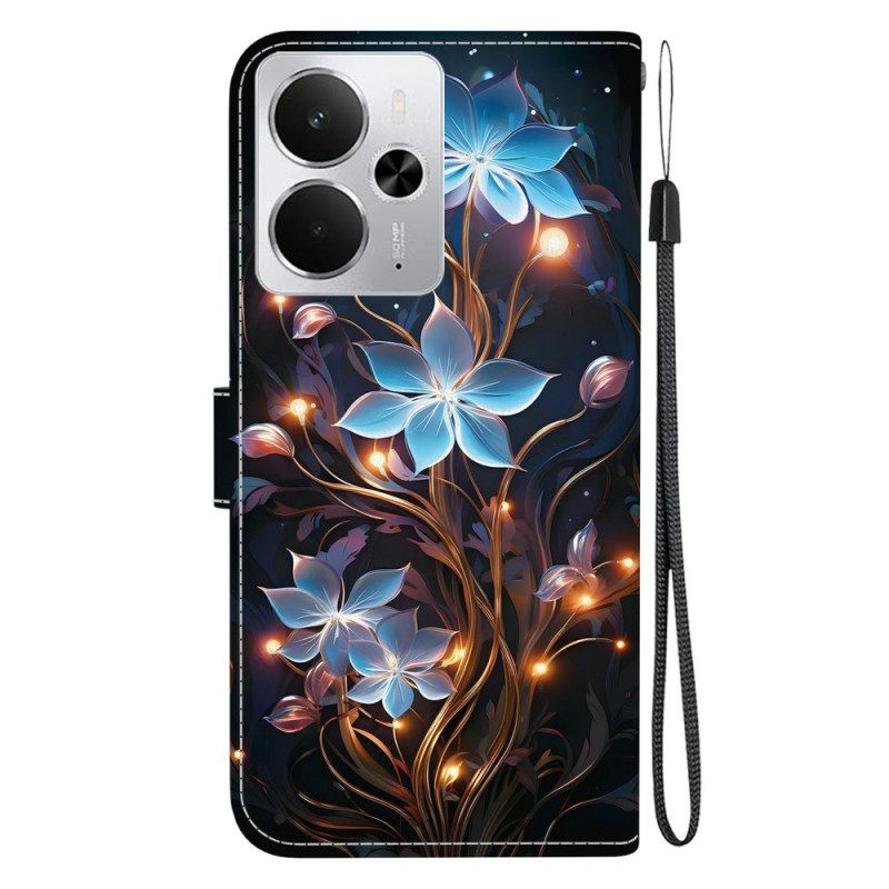 Folio-hoesje Realme 14 5g Telefoonhoesje Kleine Blauwe Bloemen