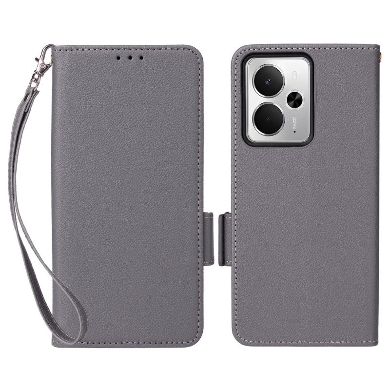 Folio-hoesje Realme 14 5g Telefoonhoesje Lychee Textuur Bandje