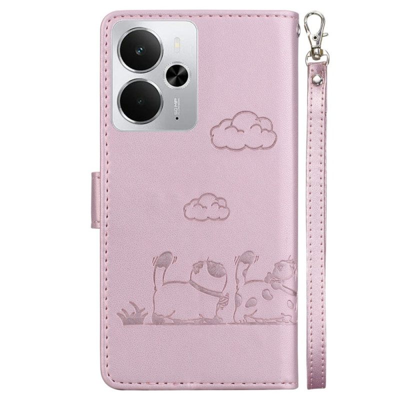 Folio-hoesje Realme 14 5g Telefoonhoesje Rfid Kattenmotief Bandje