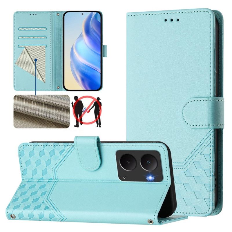 Folio-hoesje Realme 14 5g Telefoonhoesje Rfid Met Honingraatpatroon