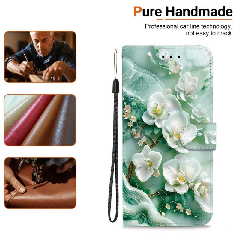 Leren Hoesje Realme 14 5g Jadebloempatroon Bescherming Hoesje