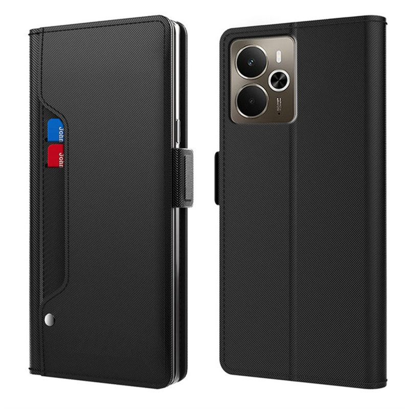 Leren Hoesje Realme 14 5g Spiegel En Verwijderbare Kaarthouder Bescherming Hoesje