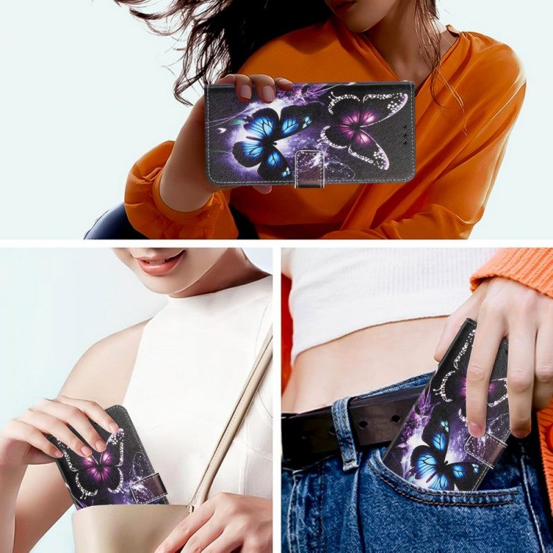 Leren Hoesje Realme 14 5g Twee Vlinders Bescherming Hoesje