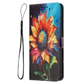 Leren Hoesje Realme 14 5g Zonnebloem Schilderij Bescherming Hoesje