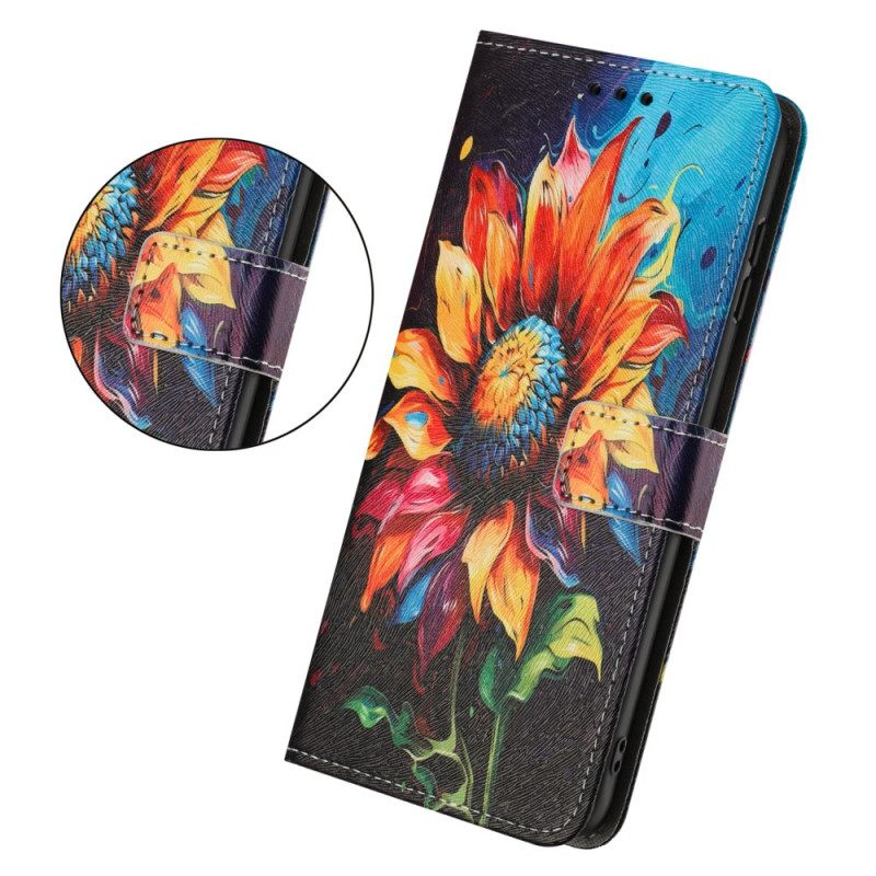 Leren Hoesje Realme 14 5g Zonnebloem Schilderij Bescherming Hoesje