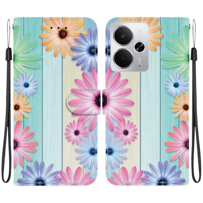 Leren Hoesje Realme 14 5g Zonnebloempatroon