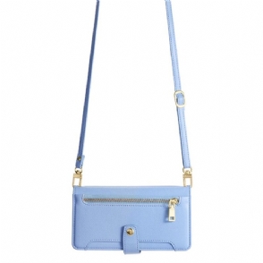 Leren Hoesje Voor Realme 14 5g Portemonnee Met Rits Riem En Schouderriem