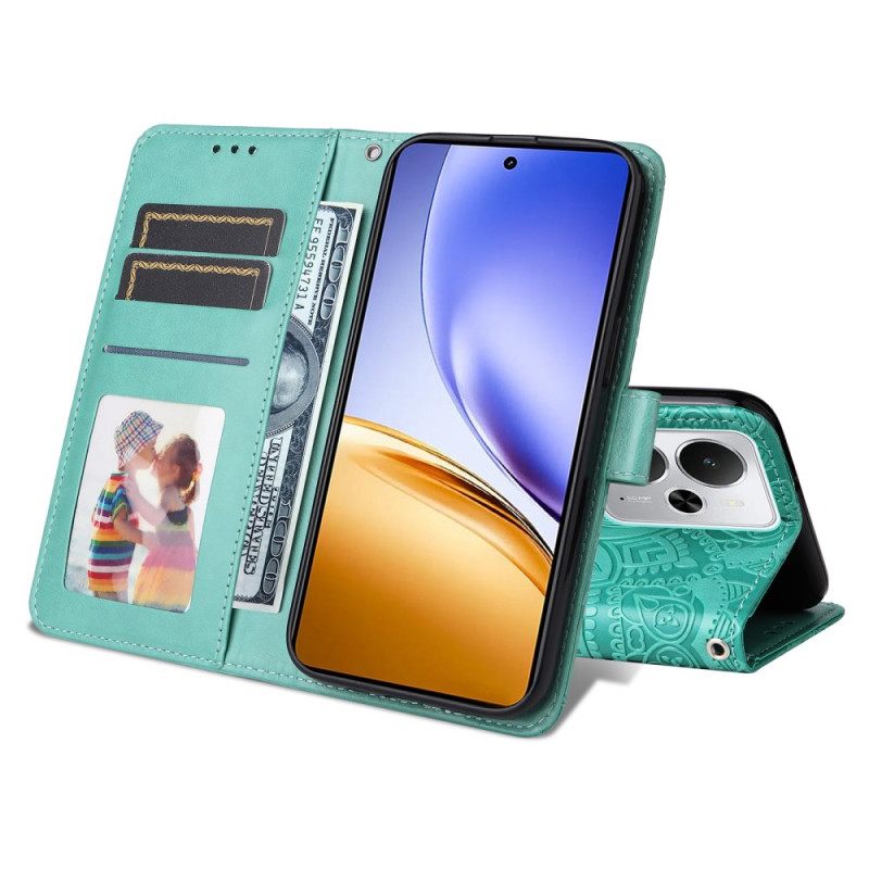 Leren Hoesje Voor Realme 14 5g Zonnebloem Design