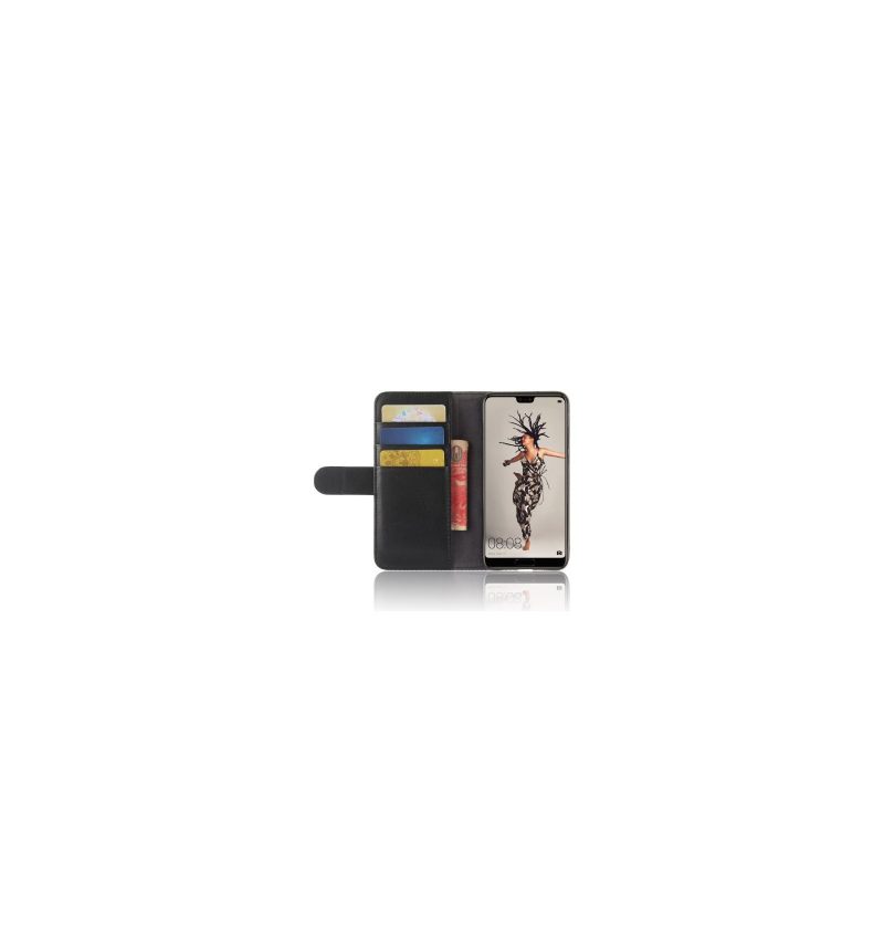 Folio-hoesje voor Huawei P20 Premium Leder - Zwart