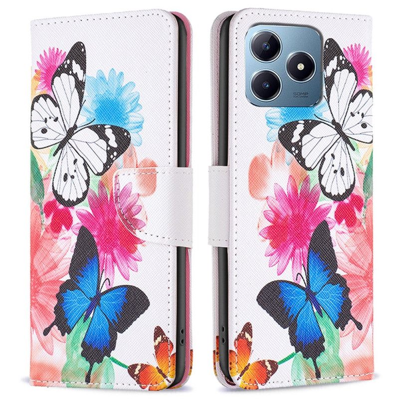 Bescherming Hoesje Realme Note 60x Aquarel Vlinders