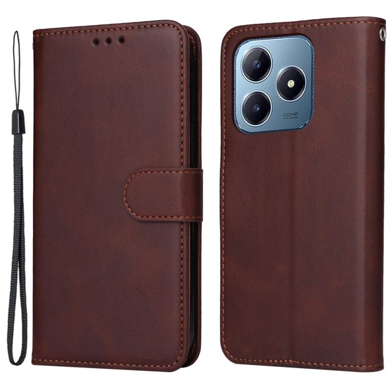 Folio-hoesje Realme Note 60x Telefoonhoesje Effen Leerlook