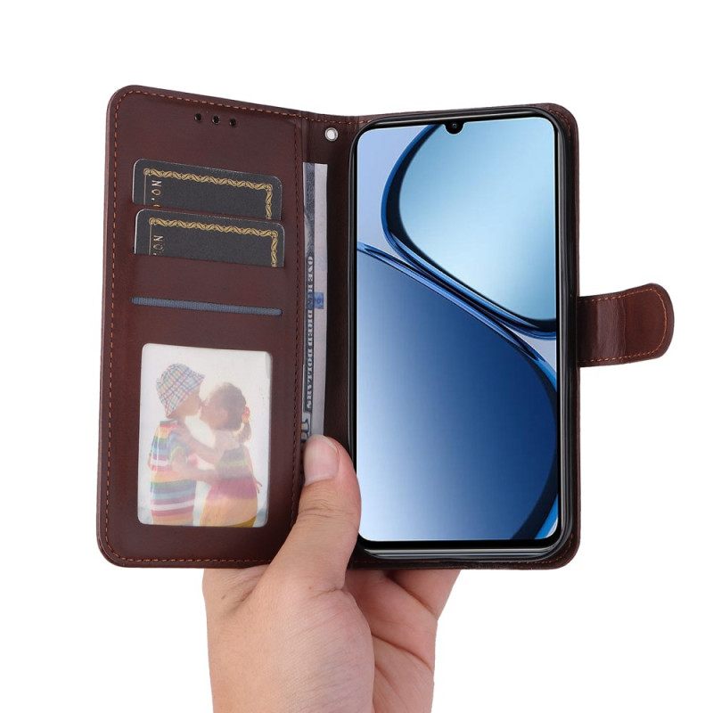 Folio-hoesje Realme Note 60x Telefoonhoesje Effen Leerlook