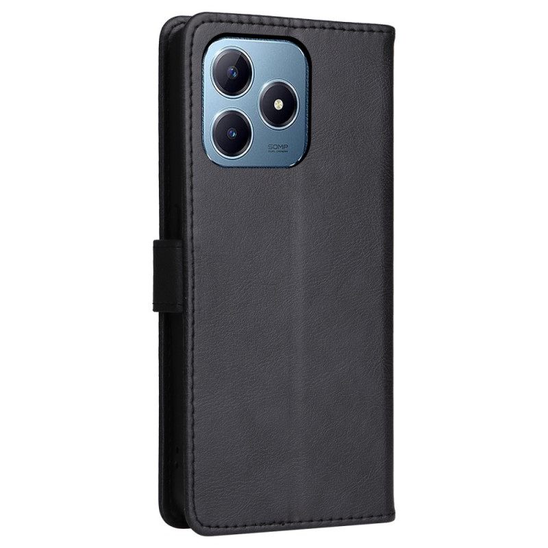 Leren Hoesje Realme Note 60x Effen Imitatieleer Bescherming Hoesje