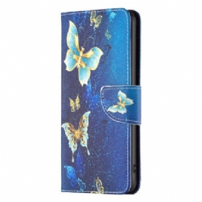 Leren Hoesje Voor Realme Note 60x Gouden Vlinders