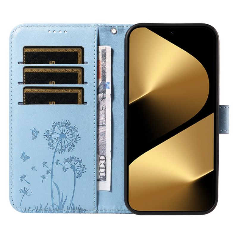 Flip Case Leren Huawei Pura 80 Ultra Paardenbloembandje