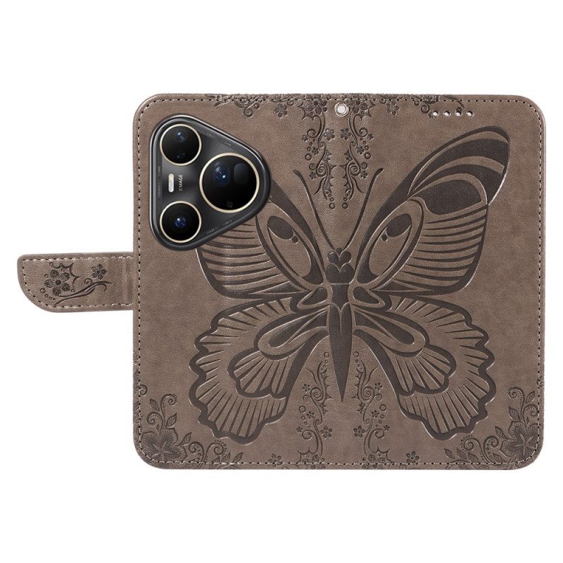 Leren Hoesje Huawei Pura 80 Ultra Grafische Vlinder Bescherming Hoesje