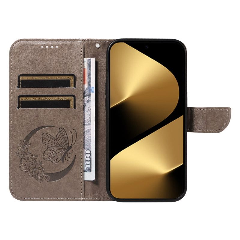 Leren Hoesje Huawei Pura 80 Ultra Grafische Vlinder Bescherming Hoesje