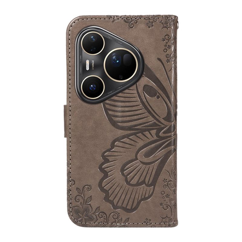 Leren Hoesje Huawei Pura 80 Ultra Grafische Vlinder Bescherming Hoesje