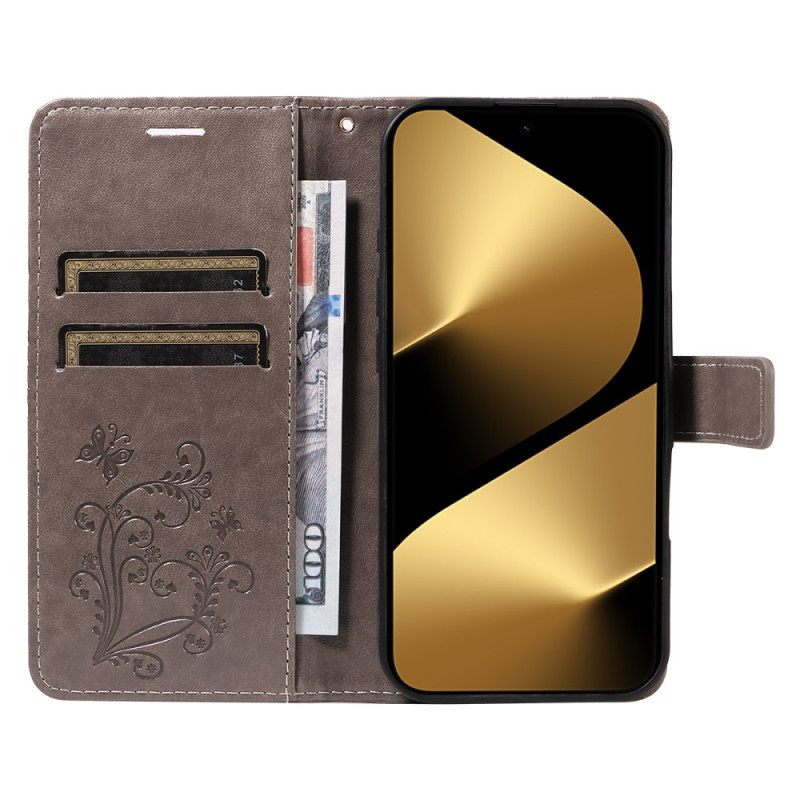 Leren Hoesje Huawei Pura 80 Ultra Groot Vlinders Bescherming Hoesje