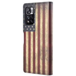 Leren Hoesje voor Xiaomi Redmi Note 11 Pro / 11 Pro 5G Vintage Amerikaanse Vlag