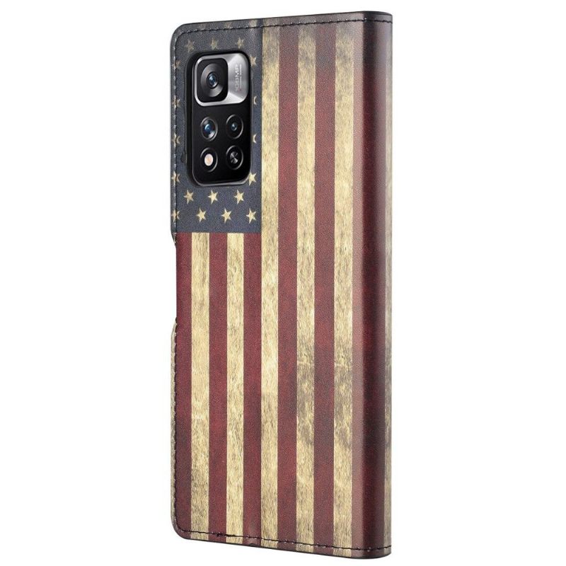 Leren Hoesje voor Xiaomi Redmi Note 11 Pro / 11 Pro 5G Vintage Amerikaanse Vlag