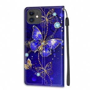 Folio-hoesje voor iPhone 11 Anti-fall Paarse Vlinder