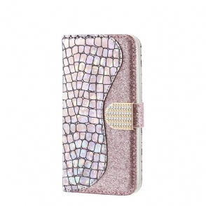 Folio-hoesje voor iPhone 11 Glamour Met Krokodileffect