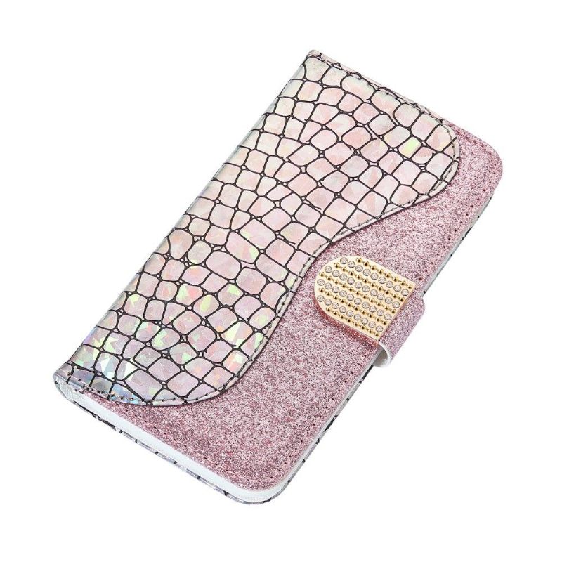 Folio-hoesje voor iPhone 11 Glamour Met Krokodileffect