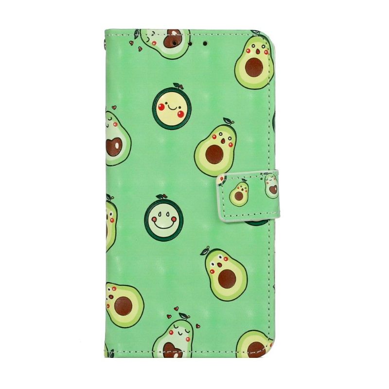Folio-hoesje voor iPhone 11 Kawaii Avocado + Schouderriem