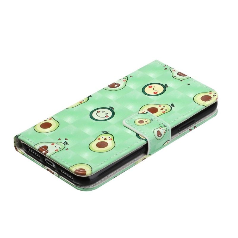 Folio-hoesje voor iPhone 11 Kawaii Avocado + Schouderriem