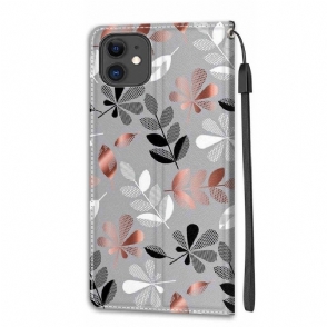 Folio-hoesje voor iPhone 11 Wilde Bladeren Illustratie