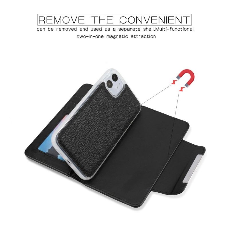 Hoesje Folio-hoesje voor iPhone 11 Anti-fall 2 in 1 Generfd Leereffect