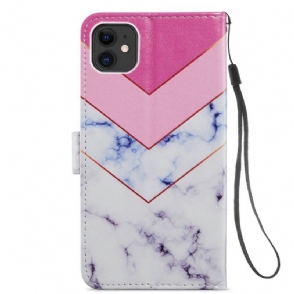 Leren Hoesje voor iPhone 11 Bescherming Marmeren Geometrie
