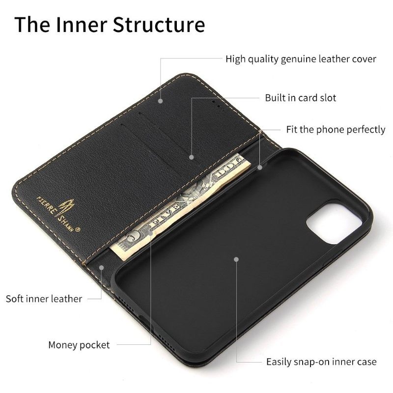 Leren Hoesje voor iPhone 11 Echt Leer Zichtbare Naden