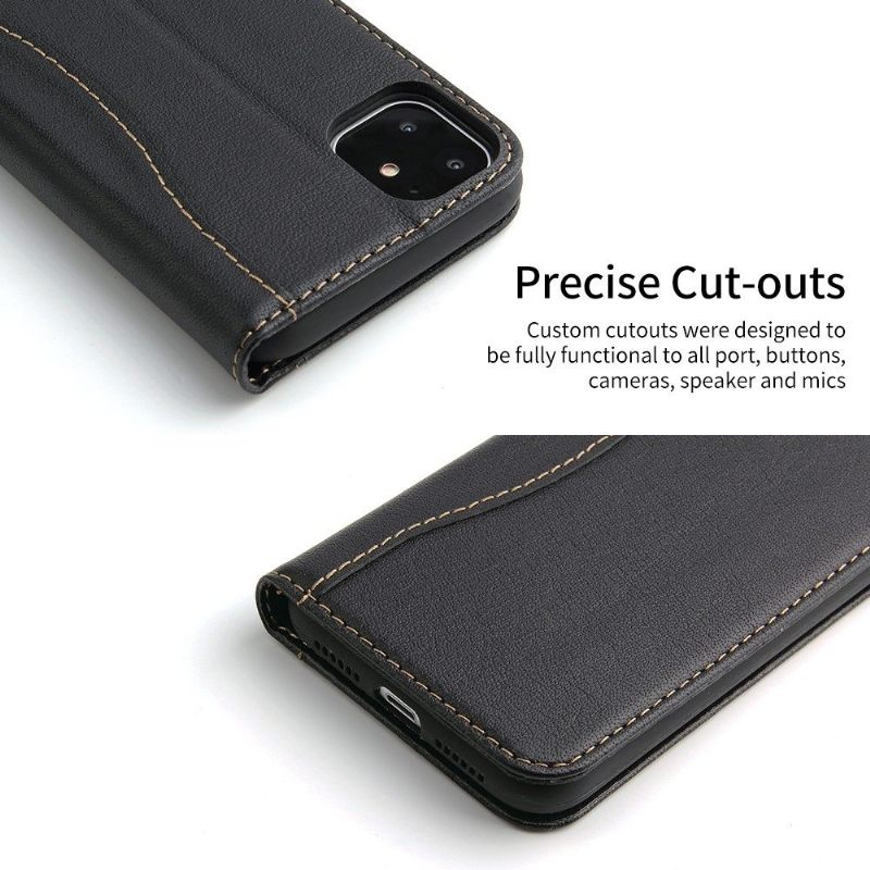 Leren Hoesje voor iPhone 11 Echt Leer Zichtbare Naden