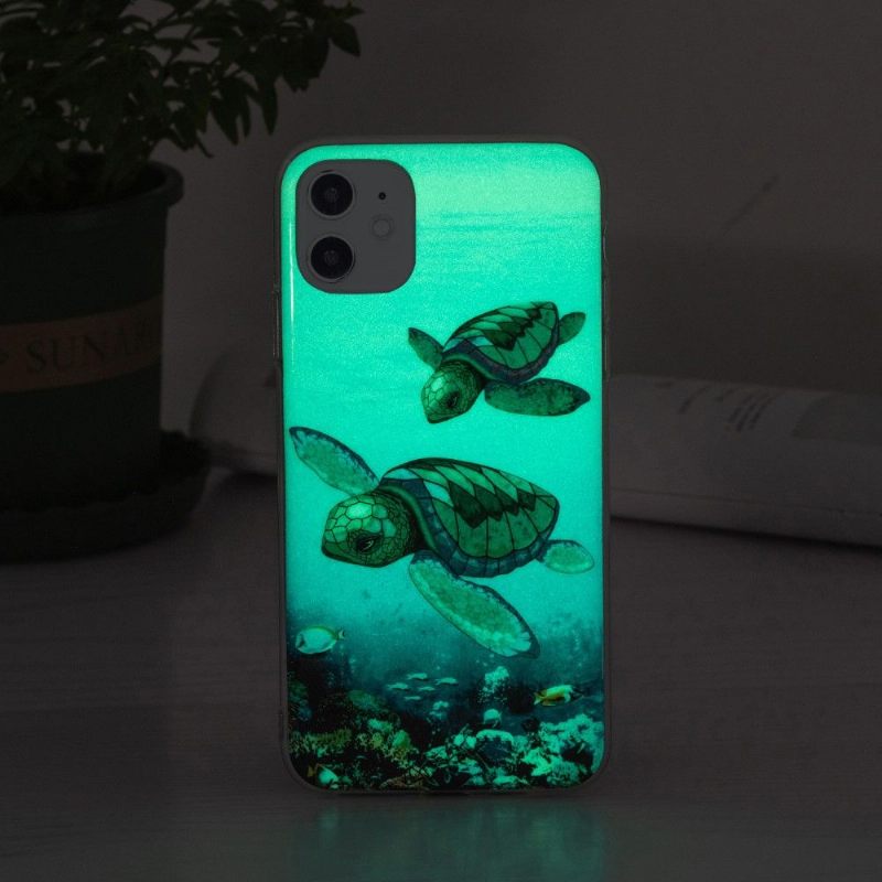 Telefoonhoesje voor iPhone 11 Bescherming Fluorescerende Schildpadden